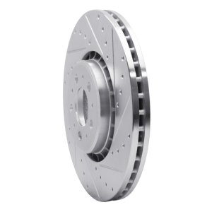 Volvo XC90 Brake Rotor (1) - Front Right - R1 Concepts - Drilled & Slotted - Silver - `03-`09
